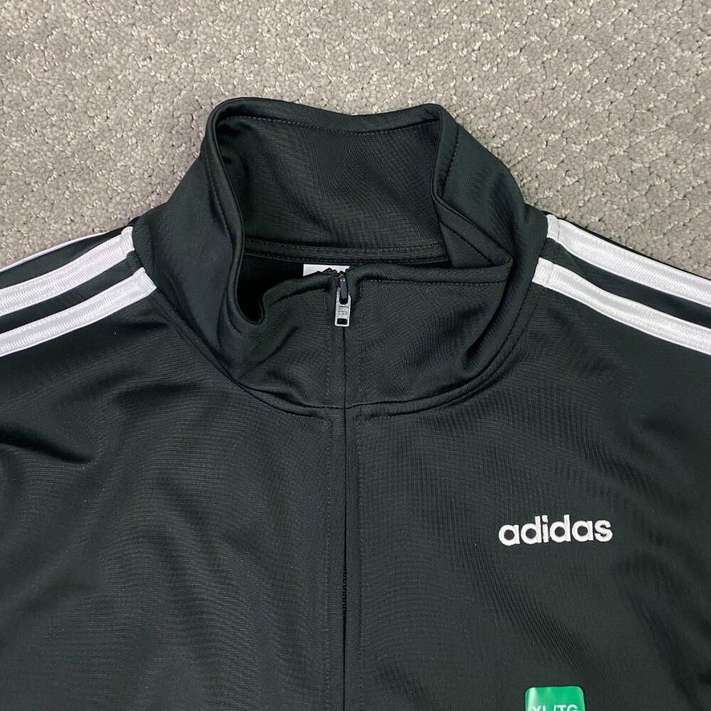 Adidas Tricot Track Jacket Boys XL Men's Small Black 3 White Stripes CM3994 NWT - Picture 2 of 11